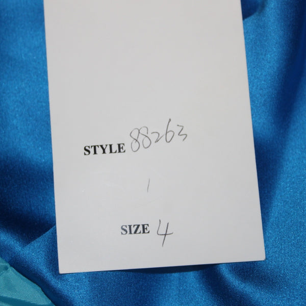 Mackenzie Michaels Dress NEW Sz 4 Blue Ruched Strapless 100% Poly Satin Dress