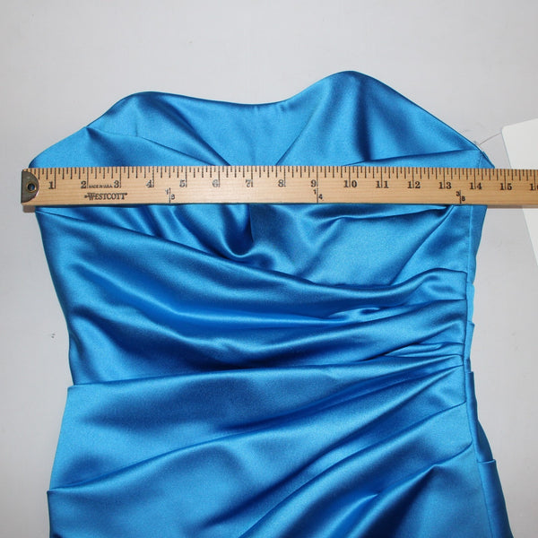 Mackenzie Michaels Dress NEW Sz 4 Blue Ruched Strapless 100% Poly Satin Dress