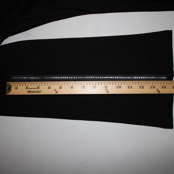 Athena Marie Sz S x 29 Black Rhinestones Zipper Elastic Waist Rayon Nylon Pant