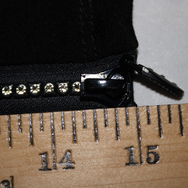 Athena Marie Sz S x 29 Black Rhinestones Zipper Elastic Waist Rayon Nylon Pant