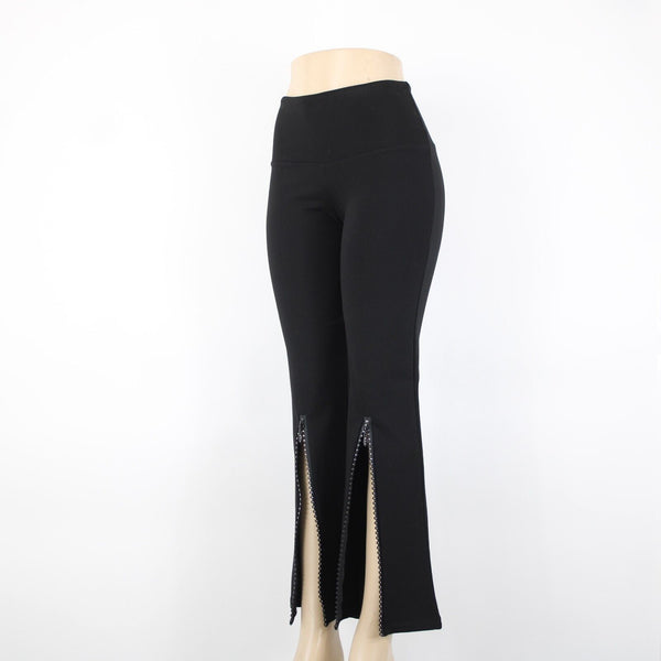 Athena Marie Sz S x 29 Black Rhinestones Zipper Elastic Waist Rayon Nylon Pant