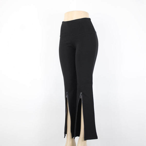Athena Marie Sz S x 29 Black Rhinestones Zipper Elastic Waist Rayon Nylon Pant