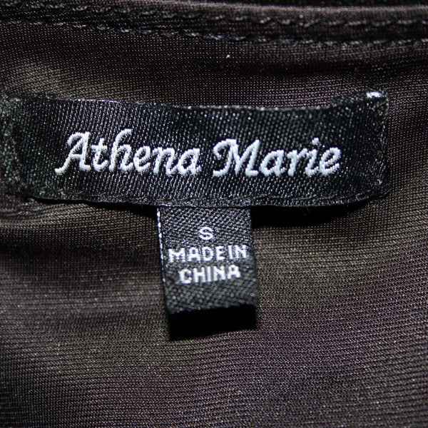 Athena Marie Sz S x 29 Black Rhinestones Zipper Elastic Waist Rayon Nylon Pant