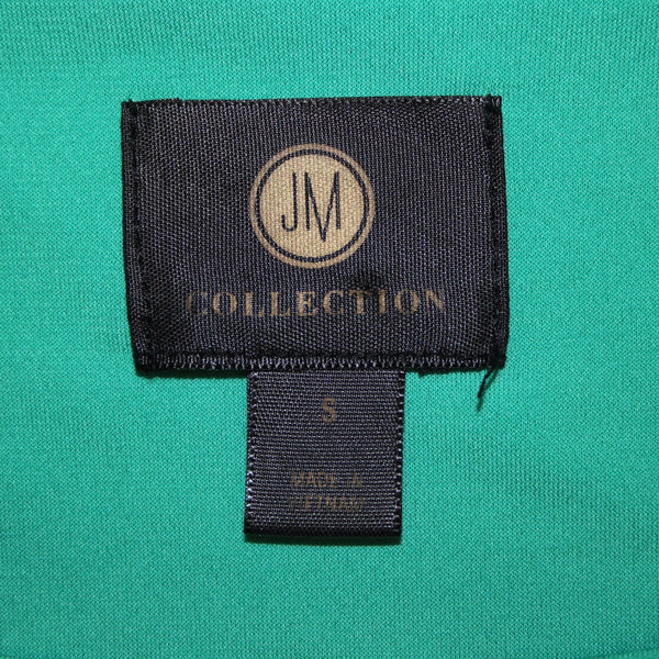 JM Collection Top Sz S Green Black White Multi Color Floral Poly Spandex Top