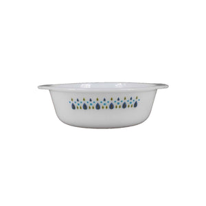 Pyrex 9.5 X 3 White Blue Green Tree Lead Design Round Baking Dish