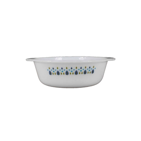 Pyrex 9.5 X 3 White Blue Green Tree Lead Design Round Baking Dish