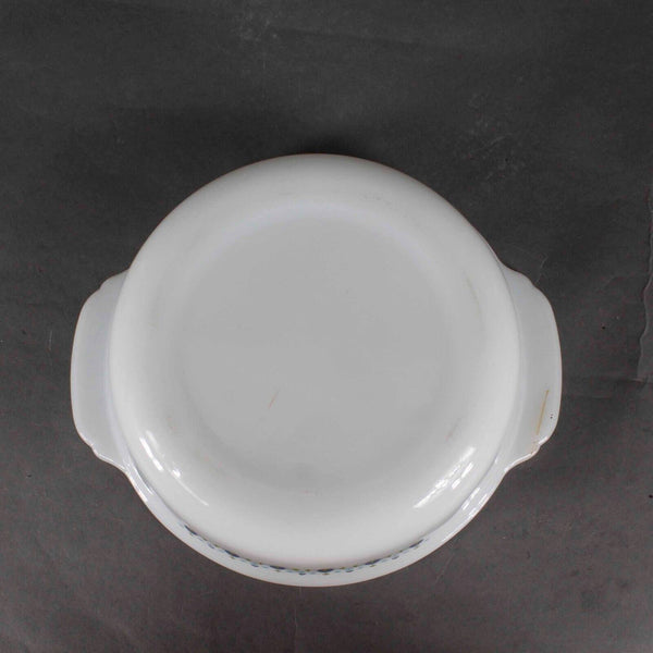 Pyrex 9.5 X 3 White Blue Green Tree Lead Design Round Baking Dish
