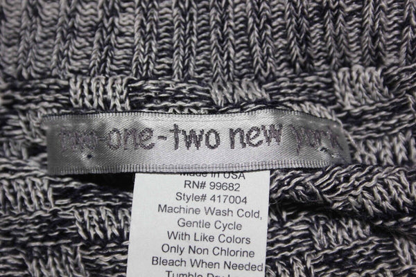 Two One Two New York Sz S Navy White Acrylic Cowl Neck 3/4 Sleeve Sweater