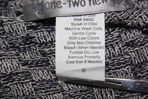 Two One Two New York Sz S Navy White Acrylic Cowl Neck 3/4 Sleeve Sweater