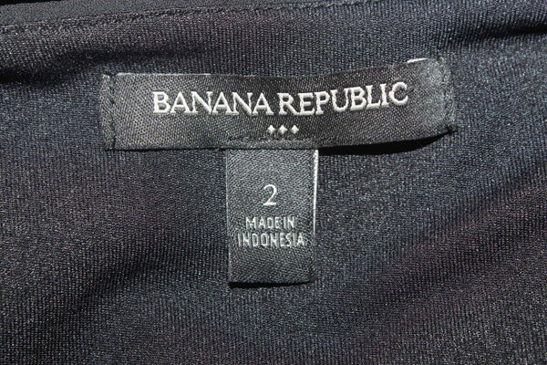Banana Republic Sz 2 Black Cold Shoulder 100% Polyester Chiffon Midi Dress