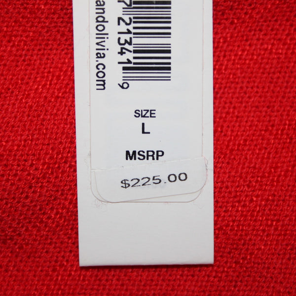 Alice Olivia NEW $225 Sz L Bright Poppy Red Viscose Cotton Blend Front Tie Top