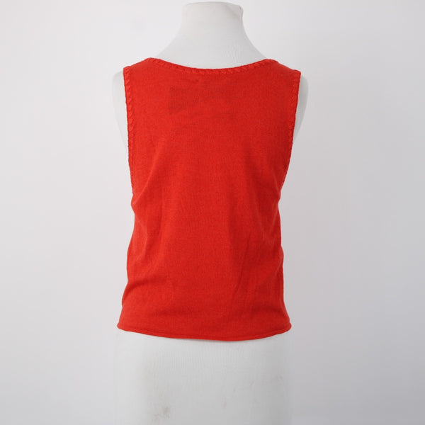 Alice Olivia NEW $225 Sz L Bright Poppy Red Viscose Cotton Blend Front Tie Top