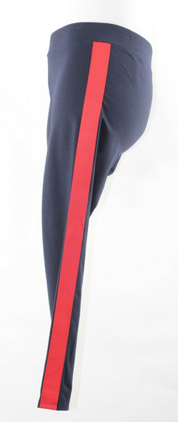 Ann Taylor NEW $79 MP x 25" Navy Red Side Stripe Rayon Nylon Blend Pant