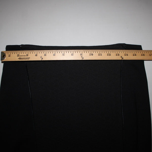 Laundry by Shelli Segal Sz 6 Black Faux Leather Trim Cotton Poly Pencil Skirt