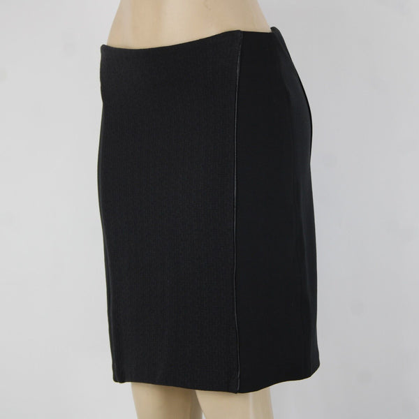 Laundry by Shelli Segal Sz 6 Black Faux Leather Trim Cotton Poly Pencil Skirt