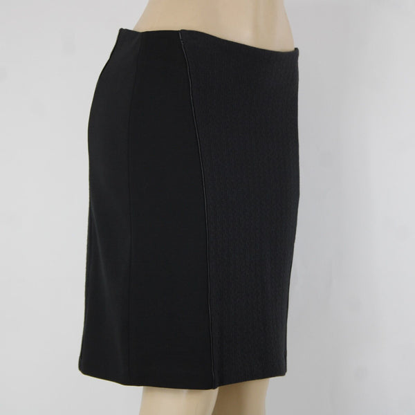 Laundry by Shelli Segal Sz 6 Black Faux Leather Trim Cotton Poly Pencil Skirt