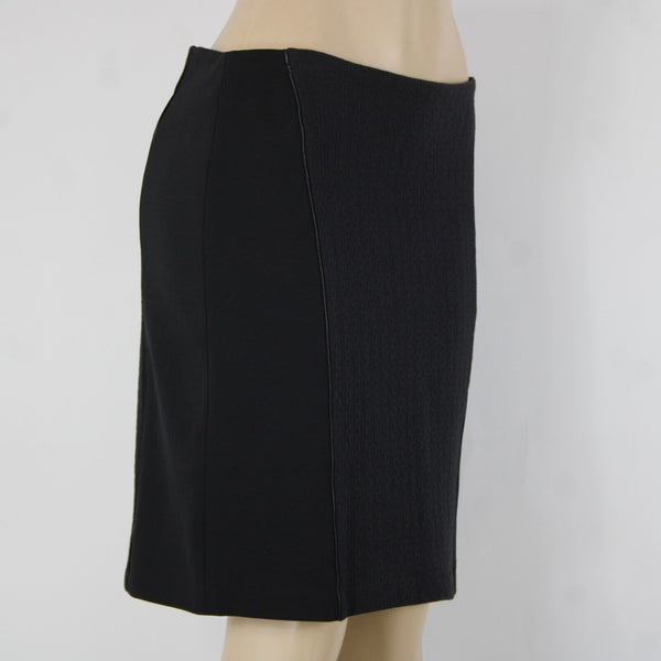 Laundry by Shelli Segal Sz 6 Black Faux Leather Trim Cotton Poly Pencil Skirt