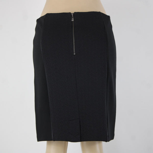 Laundry by Shelli Segal Sz 6 Black Faux Leather Trim Cotton Poly Pencil Skirt