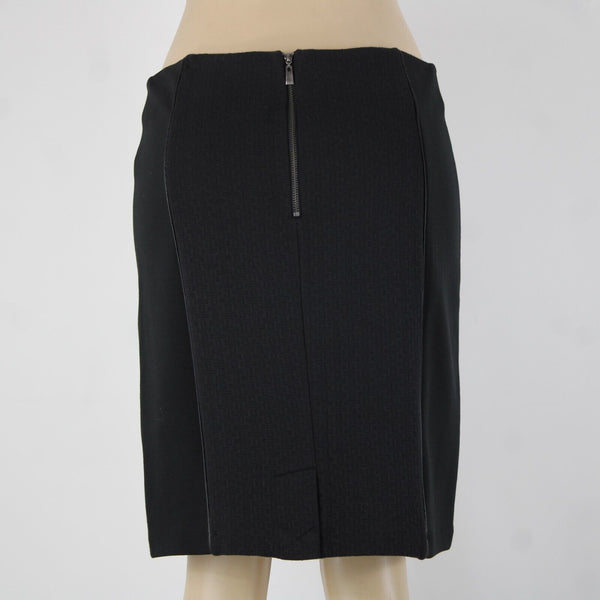 Laundry by Shelli Segal Sz 6 Black Faux Leather Trim Cotton Poly Pencil Skirt