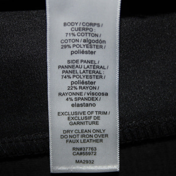 Laundry by Shelli Segal Sz 6 Black Faux Leather Trim Cotton Poly Pencil Skirt