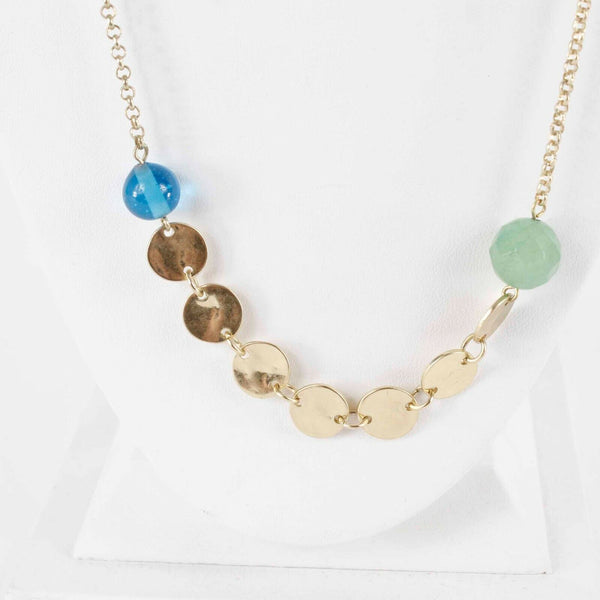 Park Lane 36" Goldtone Green Blue Crystal Disc Lobster Clasp Necklace