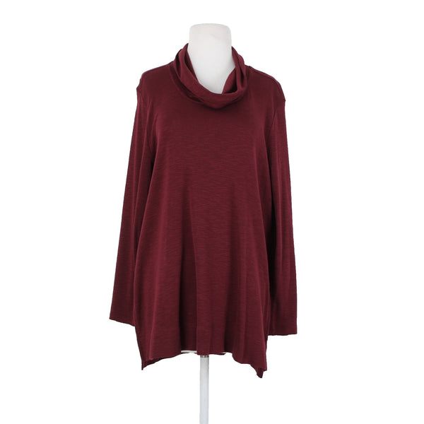 J Jill Sz L Petites Burgundy Purple Pima Cowl Neck Tunic 100% Pima Cotton Top