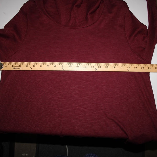 J Jill Sz L Petites Burgundy Purple Pima Cowl Neck Tunic 100% Pima Cotton Top