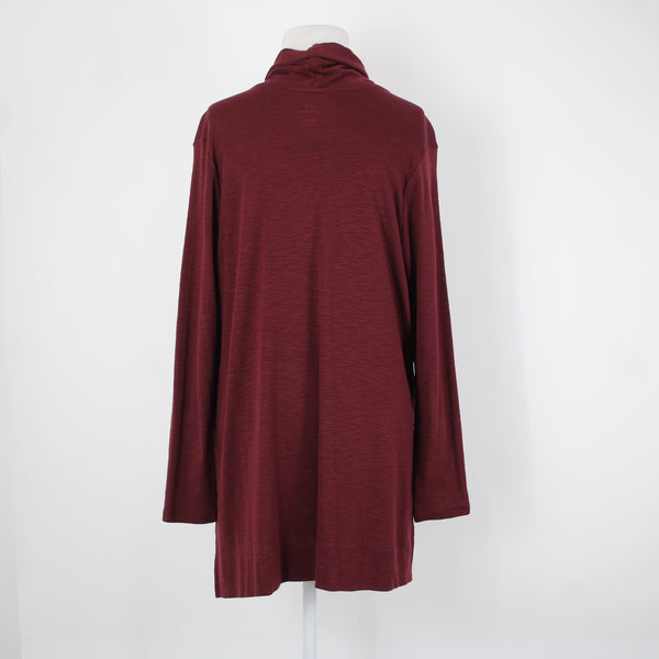 J Jill Sz L Petites Burgundy Purple Pima Cowl Neck Tunic 100% Pima Cotton Top