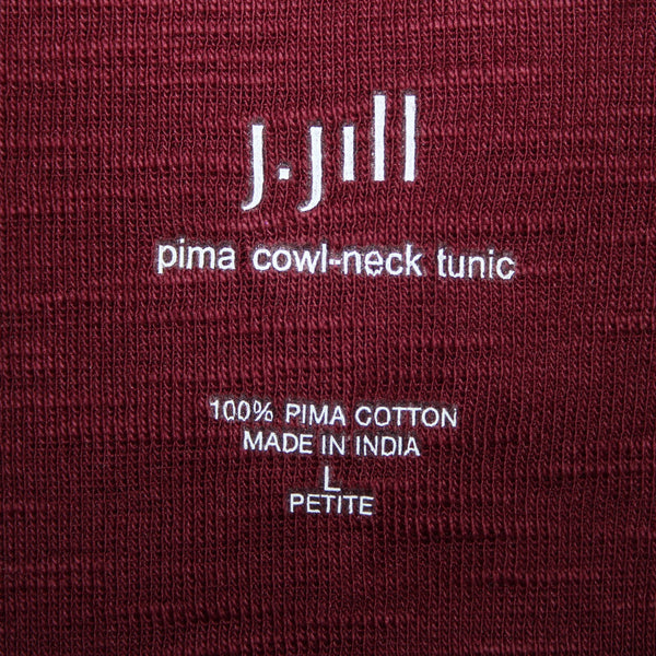J Jill Sz L Petites Burgundy Purple Pima Cowl Neck Tunic 100% Pima Cotton Top