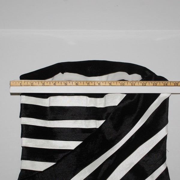 Cartise Sz 2 Black White Asymmetric Stripe Solid Back Lined Strapless Poly Dress