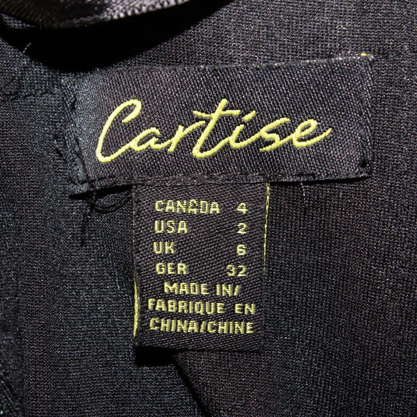 Cartise Sz 2 Black White Asymmetric Stripe Solid Back Lined Strapless Poly Dress