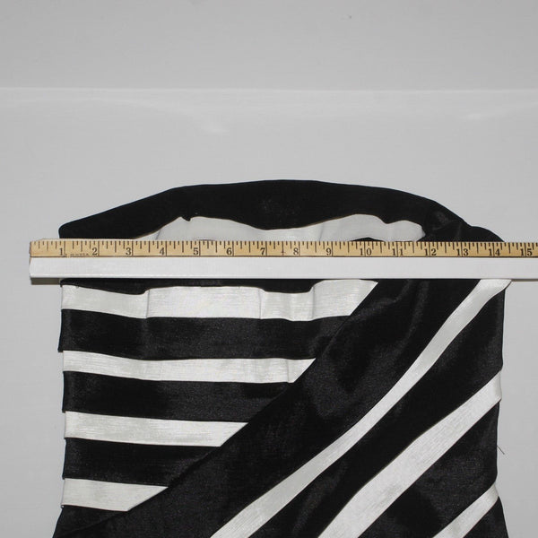 Cartise Sz 2 Black White Asymmetric Stripe Solid Back Lined Strapless Poly Dress
