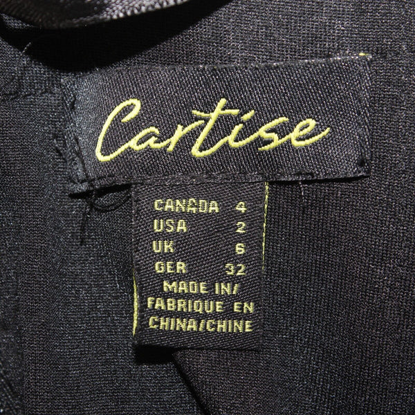 Cartise Sz 2 Black White Asymmetric Stripe Solid Back Lined Strapless Poly Dress