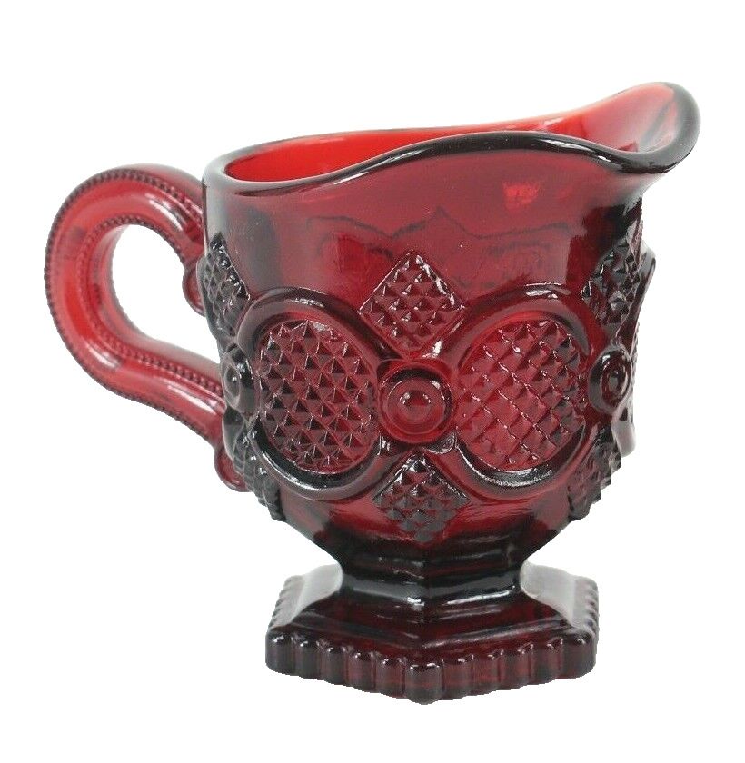 Avon Ruby Red Vintage Glass Creamer Mini Pitcher