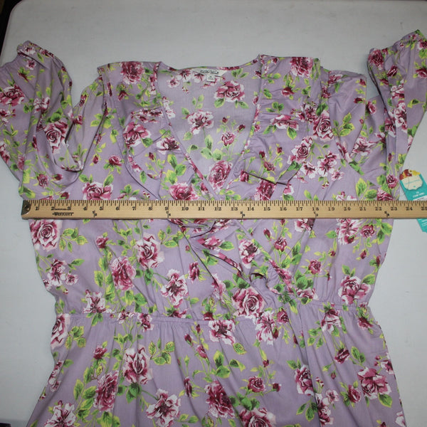 The Pioneer Woman Dress NEW Surplice Sz 1X Purple Multi Tea Garden Orchid Cotton