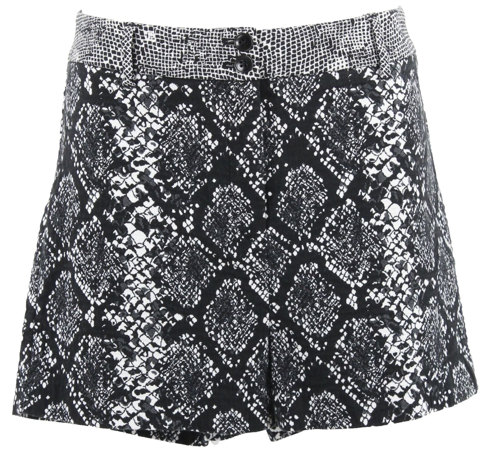Bebe Sz 8 X 2 Black White Cotton Blend Reptile Pattern High Waisted Short