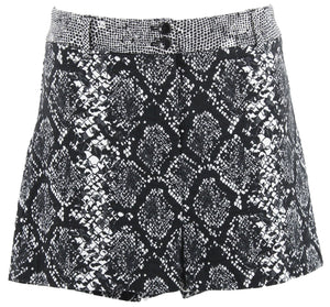 Bebe Sz 8 X 2 Black White Cotton Blend Reptile Pattern High Waisted Short