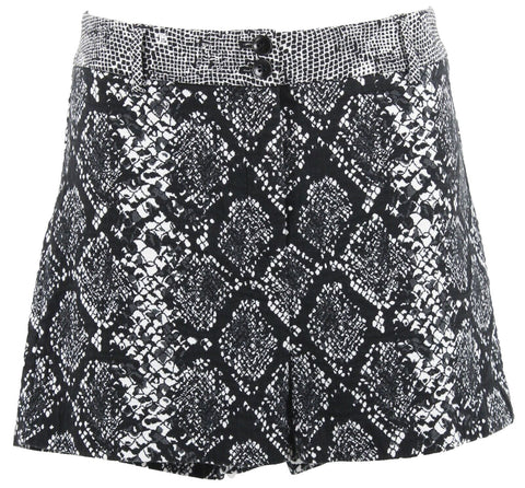 Bebe Sz 8 X 2 Black White Cotton Blend Reptile Pattern High Waisted Short