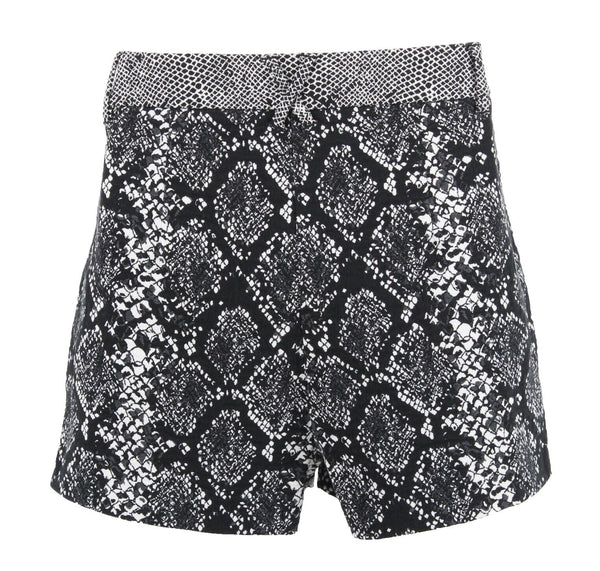 Bebe Sz 8 X 2 Black White Cotton Blend Reptile Pattern High Waisted Short