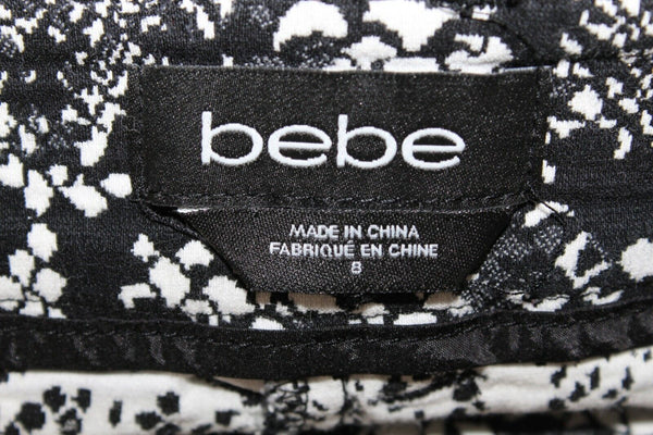 Bebe Sz 8 X 2 Black White Cotton Blend Reptile Pattern High Waisted Short