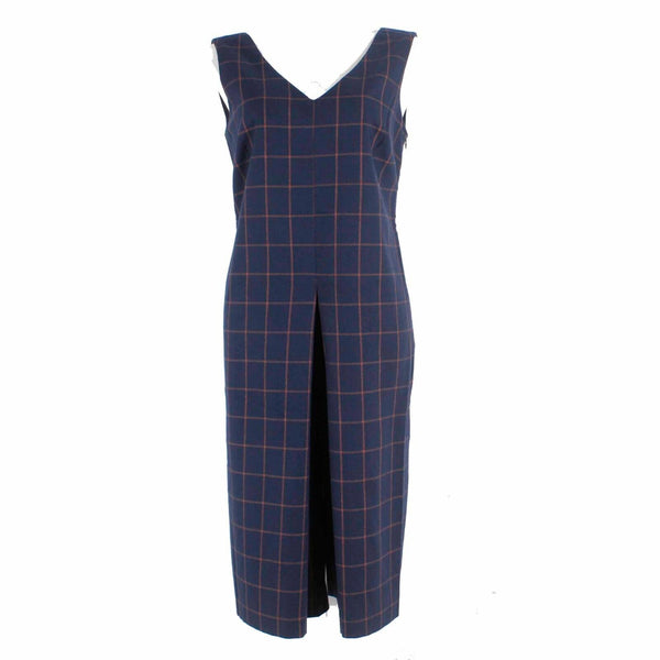 Romeo Juliet Couture NEW $185 Sz M Navy Blue Apricot Poly Blend Woven Jumpsuit