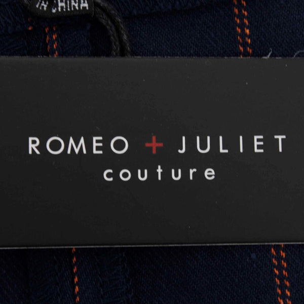 Romeo Juliet Couture NEW $185 Sz M Navy Blue Apricot Poly Blend Woven Jumpsuit