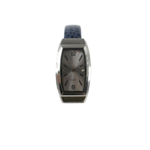 Chicos SR626SW Blue Silvertone Croco Embossed Hinged Bracelet Wrist Watch