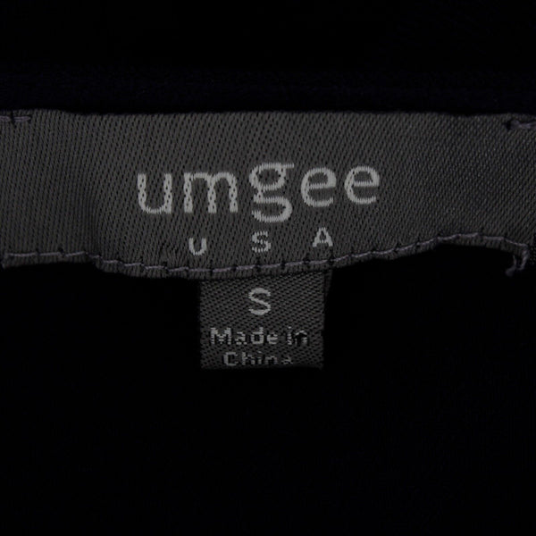 Umgee Sz S Navy Blue Multi Applique Front Gathered Cotton Poly Flowing Dress