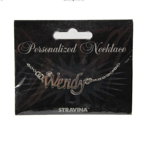 WENDY NEW Name Silvertone Rhinestone 14.5" w 4.5" Multi Ring Ext Necklace