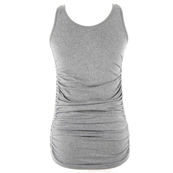 Isabel Maternity Sz S M Gray Nylon Blend Smocked Ruched Sides Top