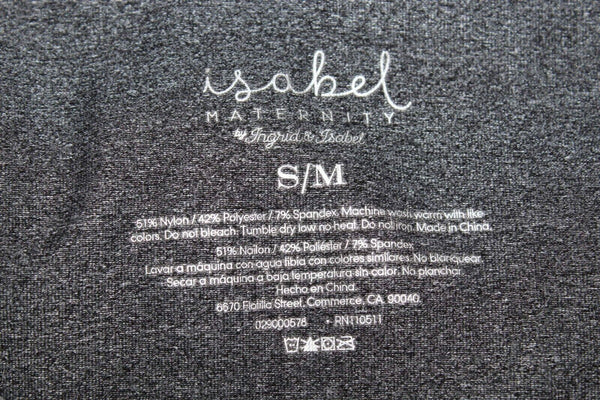 Isabel Maternity Sz S M Gray Nylon Blend Smocked Ruched Sides Top