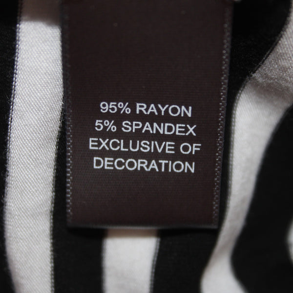 Marled Top Sz XS Black White Striped Round Bodycon Neck Rayon Spandex Top