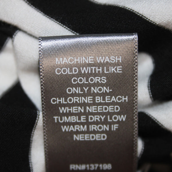 Marled Top Sz XS Black White Striped Round Bodycon Neck Rayon Spandex Top