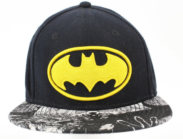 DC Comics Black White Gray Yellow Batman Emblem Acrylic Wool Poly Cap